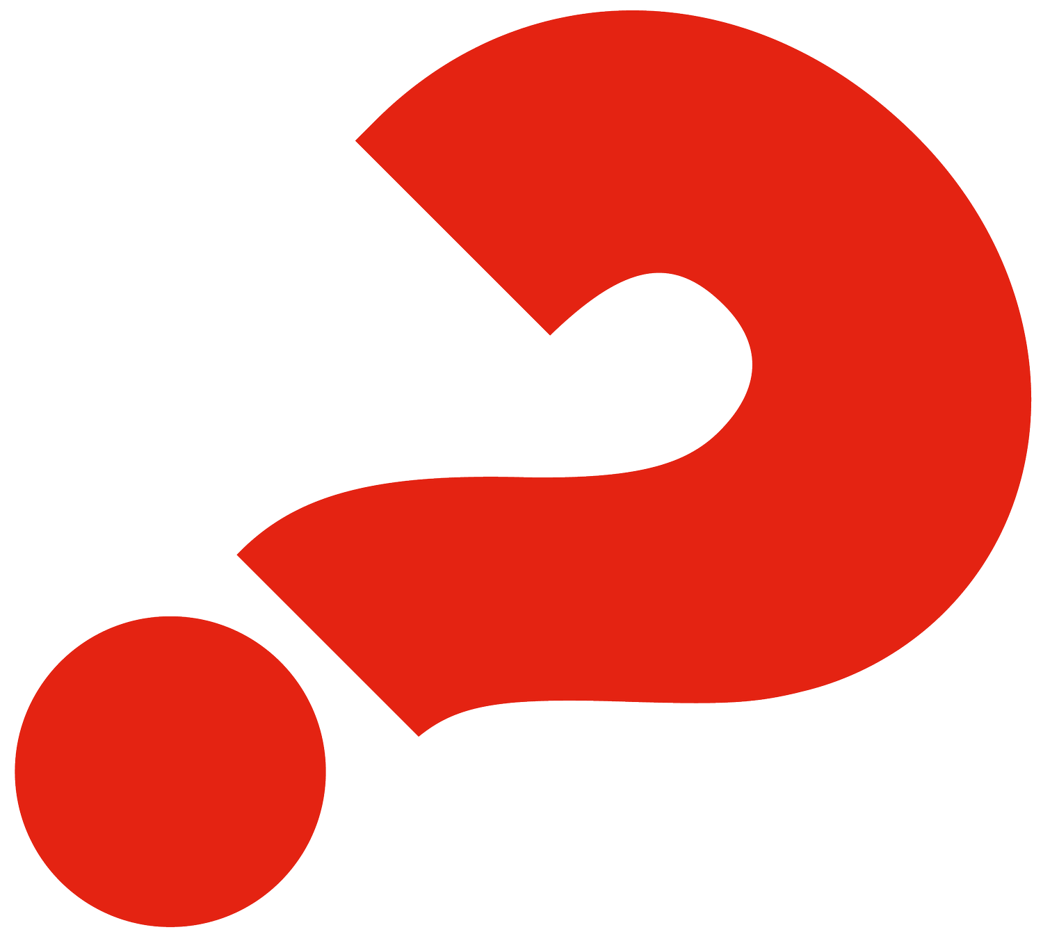 Red Alpha Logo - a question mark at a slight angle